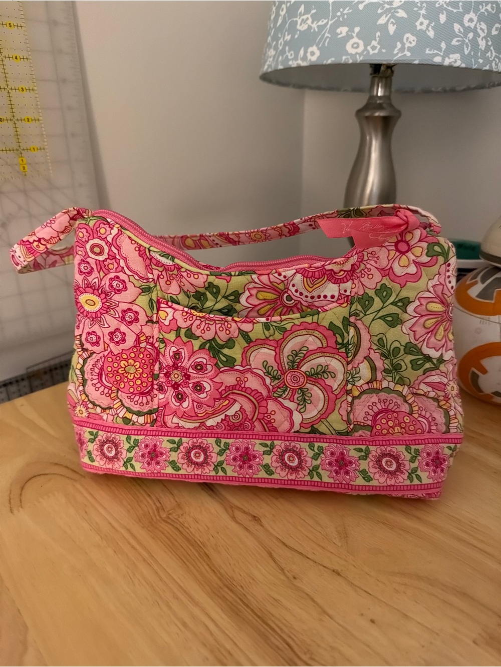 Vera Bradley Quilted Pink Floral Cosmetic Pouch
